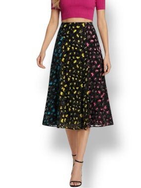 Alice + Olivia Jenessa Rainbow Leopard Silk Blend Midi Skirt Modified Reworked 0